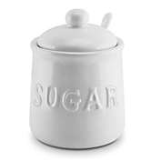 KOVOT 10 oz Ceramic Sugar Jar & Spoon Set   White