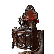 HomeRoots Furniture Cherry Oak Wood Finish Baroque Style Wall Mirror