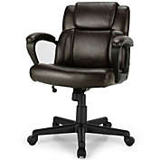 Costway Adjustable Leather Executive Office Chair Computer Desk Chair with Armrest