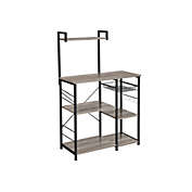 VASAGLE ALINRU Baker&#39;s Rack with Shelves, Kitchen Shelf with Wire Basket, 6 S-Hooks, Microwave Oven Stand, Utility Storage for Spices, Pots, and Pans, Greige and Black