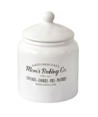 Audreys Country White Mom&#39;s Baking Co. Ceramic Cookie Jar Food Safe Canister Sealed Lid