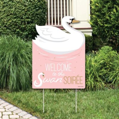 Big Dot of Happiness Swan Soiree - Party Decorations - White Swan Baby Shower or Birthday Party Welcome Yard Sign