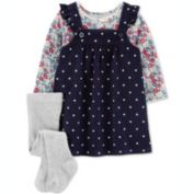 Carter&#39;s Girl&#39;s Polka Dot Corduroy Jumper Set Blue Size 3MOS