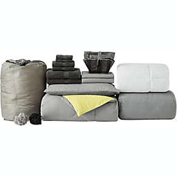 College Freshman Pack - Twin XL Dorm Bedding - Limelight Yellow / Alloy Gray Color Set