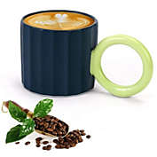 Infinity Merch Nordic Ceramic Coffee Mug With Big Round Handle Blue