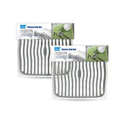Grand Fusion Quick Drain Kitchen Sink Protector Mat Non-Slip Drain Pad - Gray 2 Pack