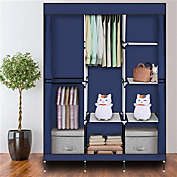 Infinity Merch 71" Portable Wardrobe Storage Organizer with Shelf in Blue