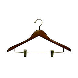 Proman Products Home Wardrobe Suit Hanger with Wire Clips, Light Walnut