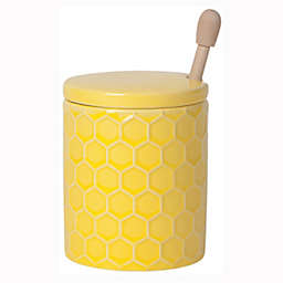 English Tea Store Honeycomb Honey Pot with Wooden Dipper