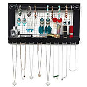 Inq Boutique Jewelry Manager - Wall Mounted Jewelry Stand With Detachable Bracelet Bar, Shelf And 16 Hooks - Perfect Earrings, Necklaces And Bracelet Stand - Black RT