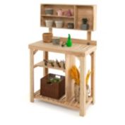 Slickblue Garden Wooden Potting Table Workstation with Storage Shelf
