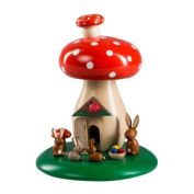 Alexander Taron 5" Richard Glaesser Bunny Family with Eggs on Mushroom Smoker