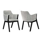 Armen Living Renzo Light Gray Fabric and Black Wood Dining Side Chairs