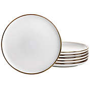 Elama Arthur 6 Piece Stoneware Salad Plate Set in Matte White with Gold Rim