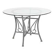 Flash Furniture Princeton 45&#39;&#39; Round Glass Dining Table with Silver Metal Frame