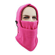 Stock Preferred Warm Fleece Balaclava Ski Bike Full Face Mask in 2-Pcs Rose Red One size