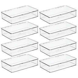 mDesign Plastic Stackable Home, Office Supplies Storage Box, 8 Pack - Clear