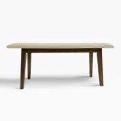 WestinTrends Mid Century Modern Solid Wood Upholstered Bench, Beige