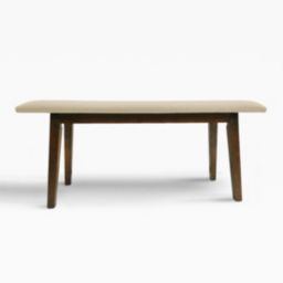 WestinTrends Mid Century Modern Solid Wood Upholstered Bench, Beige