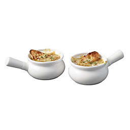Gourmet - Set of 2 Porcelain Onion Soup Bowls, 300ml Capacity, Oven Safe, White