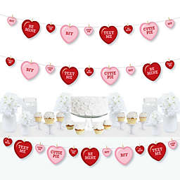 Big Dot of Happiness Conversation Hearts - Valentine's Day Party DIY Decorations - Clothespin Garland Banner - 44 Pieces
