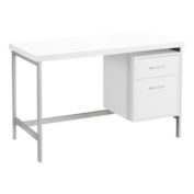 Contemporary Home Living 47.25" White and Silver Contemporary Rectangular Computer Desk with Drawers