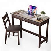 Gymax Kids Desk & Chair Set Study Table Writing Workstation w/ Drawer