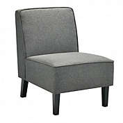 Costway Single Fabric Modern Armless Accent  Sofa Chair with Rubber Wood Legs -Gray