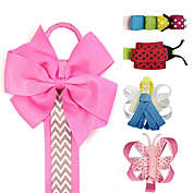 Wrapables Angel, Butterfly, Ladybug, Caterpillar Ribbon Sculpture Hair Clips with Chevron Hair Clip / Hair Bow Holder / Hot Pink