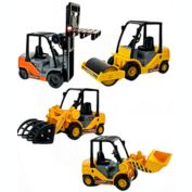 BIG DADDY - Lightweight COMBO (4) Construction Truck Series - Fork Lift, Claw Grip Shovel, Road Compactor & Street Plow Toy Truck