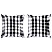 Contemporary Home Living Set of 2 Black and White Gingham Pillow Cover, 20"