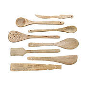 Shop LC Set of 8 Non Stick Spatulas Ladles Wooden Spoon In Brown