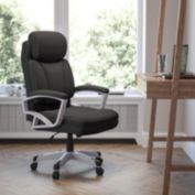 Emma + Oliver 500 lb. Big & Tall Black Fabric Executive Swivel Ergonomic Office Chair - Arms