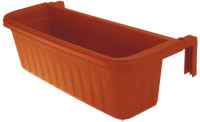 Apollo Adjustable Railing Plastic Planter Flower Pot, Terra Cotta, 24"