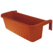 Apollo Adjustable Railing Plastic Planter Flower Pot, Terra Cotta, 24"
