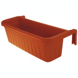 Apollo Adjustable Railing Plastic Planter Flower Pot, Terra Cotta, 24\