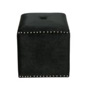 Contemporary Home Living 17" Black Contemporary Single Tufted Square Foot Stool Ottoman