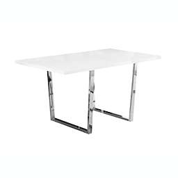 Monarch Specialties I 1118 Dining Table - 36" X 60" / White Glossy / Chrome Metal