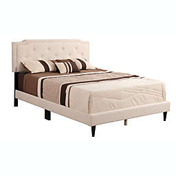 Passion Furniture Wooden Deb Beige Adjustable Queen Panel Bed with Slat Support