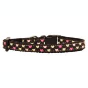 Mirage Pet Products Argyle Hearts Nylon Ribbon 3/8" Wide Dog Collar, Brown/X-Small