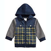 First Impressions Boy&#39;s Hooded Patchwork Jacket Various Blue Size 12MOS