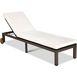 Costway Back Adjustable Cushioned Patio Rattan Lounge Chair