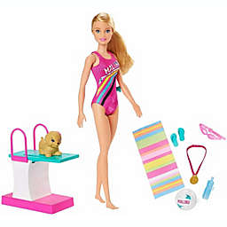 Barbie Dreamhouse Adventures Swim 'n Dive Doll, 11.5-Inch, in Swimwear, with Swimming Feature, Diving Board and Puppy,