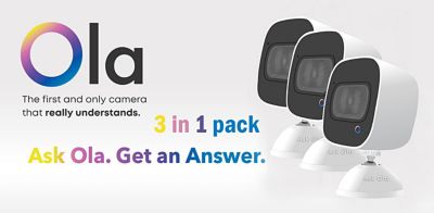 Ask OLA! 2 Way Voice Command Smart Security Camera 3 in 1 pack