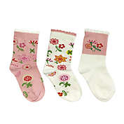Wrapables Pink Flower Girl Socks for Baby (Set of 3)