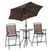 Outsunny 4 Piece Folding Outdoor Patio Pub Dining Table And Chairs Set With 6' Adjustable Tilt Umbrella