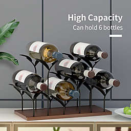 Inq Boutique Mecor Countertop Wine Rack for 6 Bottles, Tabletop Wood Wine Organizer, Bottle