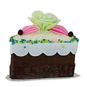 Allstate 4" Brown and Green Sliced Chocolate Cake with Flower Christmas Ornament