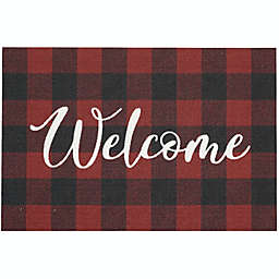Nourison Light Enhance Plaid Welcome 2' x 3' Black/Red Fall Christmas Holiday Accent Rug