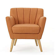 Contemporary Home Living 31.5" Orange and Beige Hand Crafted Contemporary Upholstered Club Chair